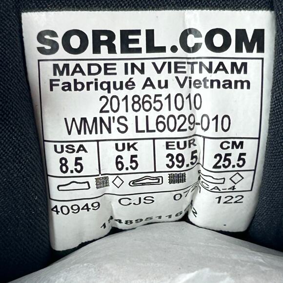 SOREL Explorer Blitz Stride Strap Black Knit Sneakers Women's 8.5 NWOB FLAW - Picture 10 of 11